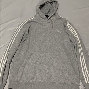 Adidas Heather Gray Hoodie with White Accents